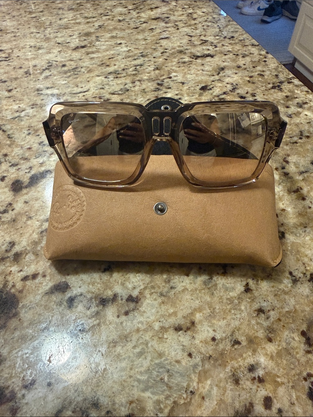 Ray-Ban Translucent Brown Oversized Square Sunglasses